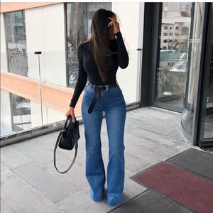 High waist denim trousers